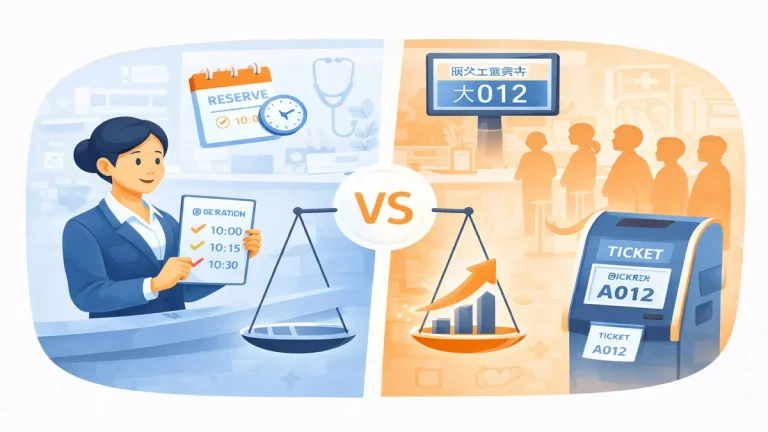 クリニックの受付方式、完全予約制と順番待ち制はどちらが正解？ — 診療科目別の選び方ガイド