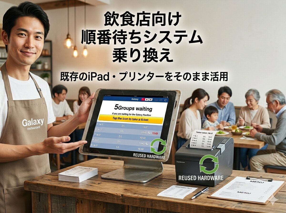 順番待ちシステム乗り換え 既存のiPadやプリンターをそのまま活用